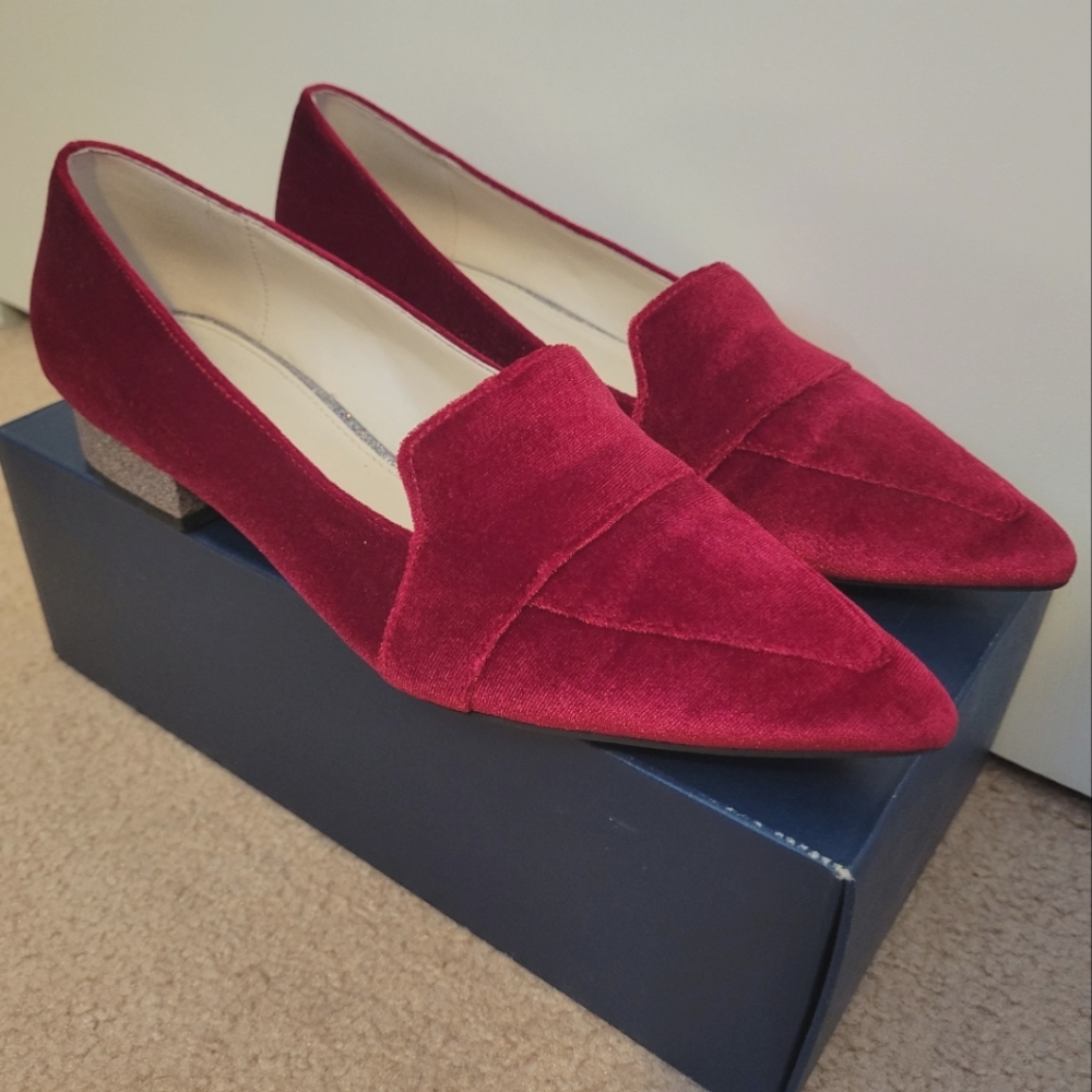 Cole Haan Red Velvet Pointed with Sparkling Heels Flats